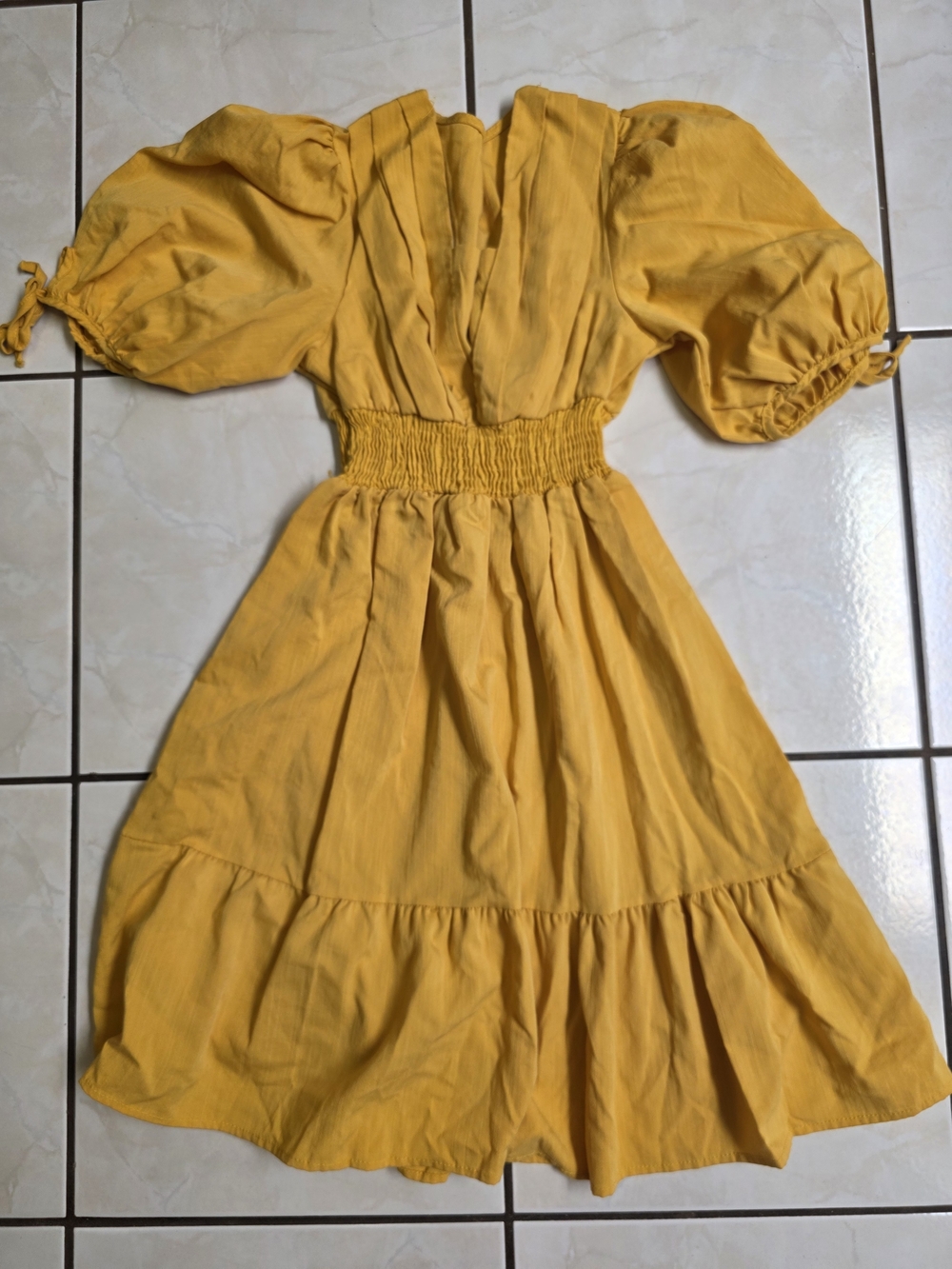 Yellow Smocked Tiered Mini Dress